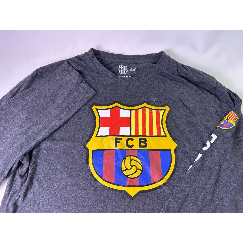 FC Barcelona Long Sleeve‎ Shirt Mens Large Charcoal Gray Official Licensed FCB L